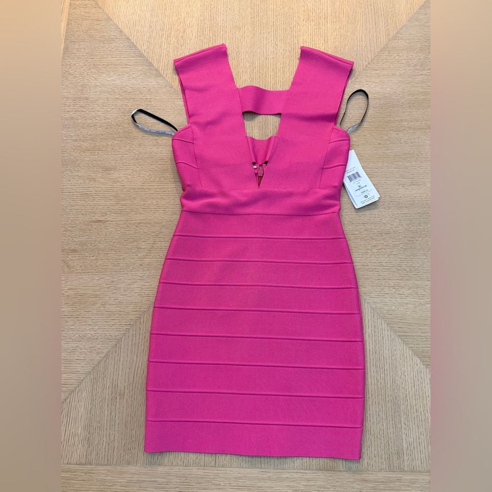 Herve Leger Hot Pink Backless Bandage Dress - Picture 1 of 10